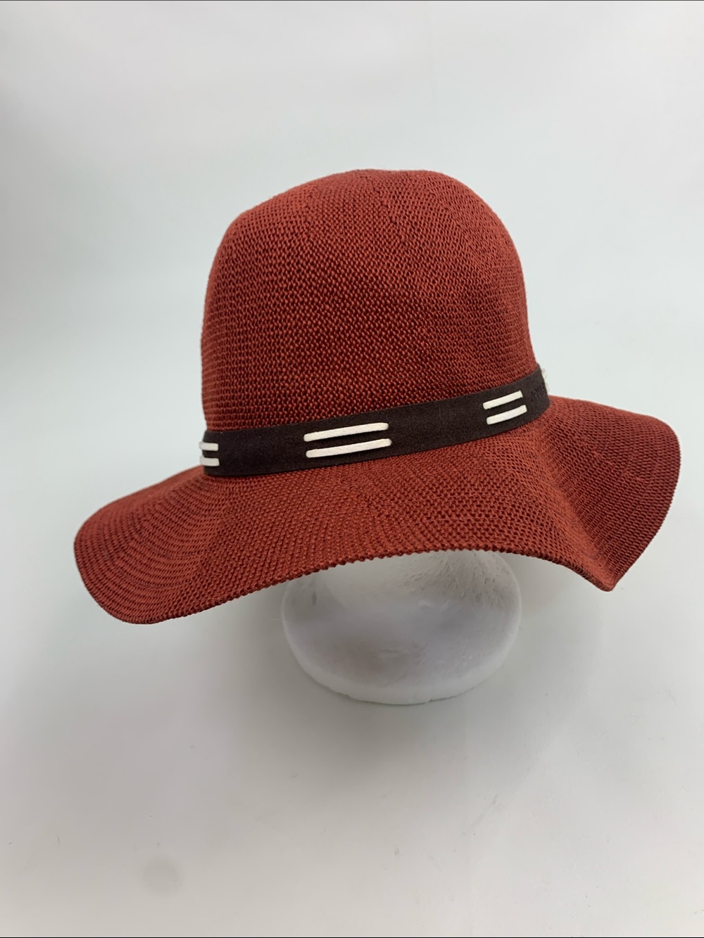 Orvis Rust brown Wide-Brim sun Hat & Dark Brown white Band Lightweight New - Picture 4 of 13